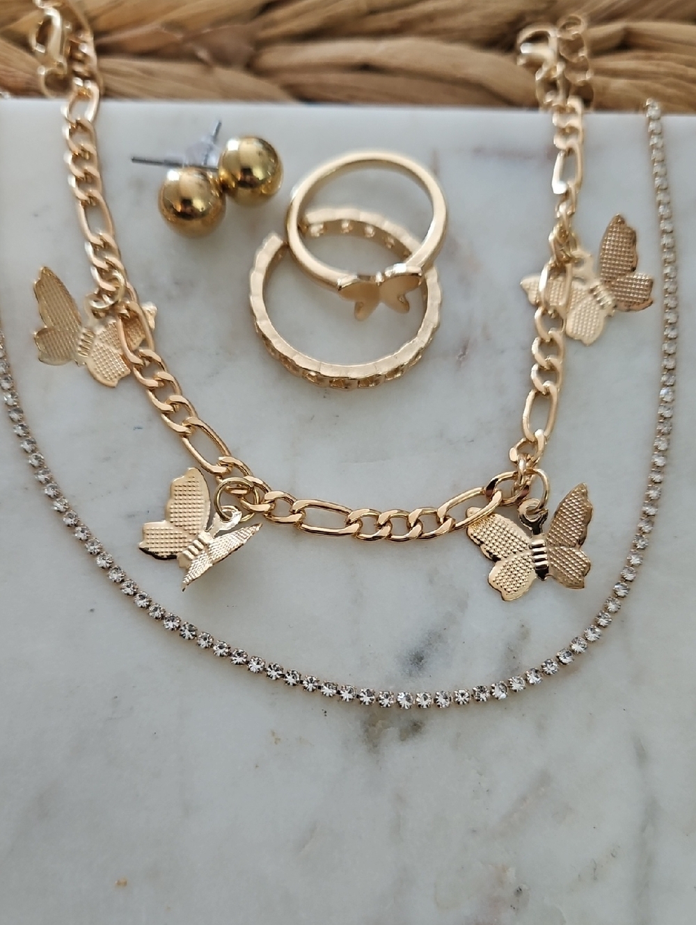 Butterfly Charm Anklet Set